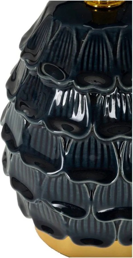 Lampada da tavolo blu in ceramica con paralume in tessuto (altezza totale 30,5 cm) Pigny – Mauro Ferretti