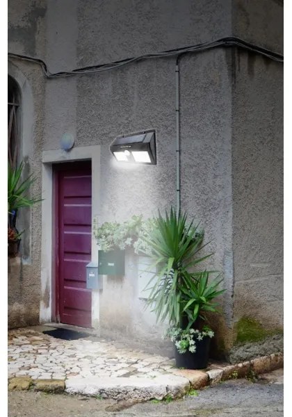Lampada da parete solare a LED con sensore, LED da 1,2 W, 3,7 V, 1200 mAh, IP54