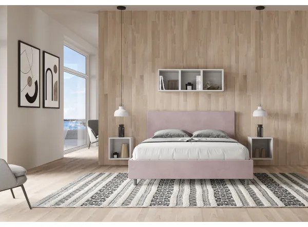 Letto matrimoniale e rete 160x190 in microfibra glicine Adele