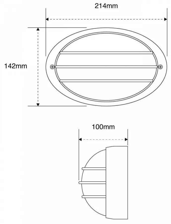 Plafoniera E27 IP54, Grigia, 214x142mm con Griglia Colore Grigio
