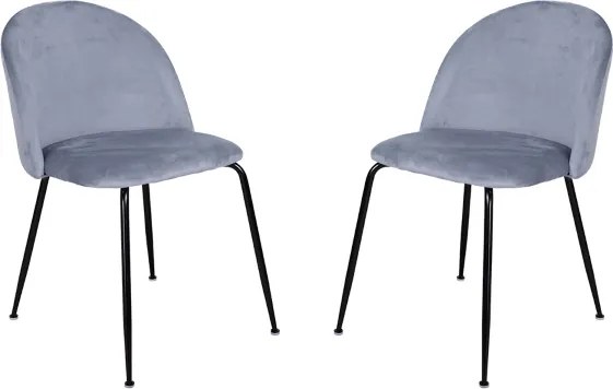 Sedia da pranzo in velluto Grigio Balena con gambe in metallo Nero - PARIS 2 sedie