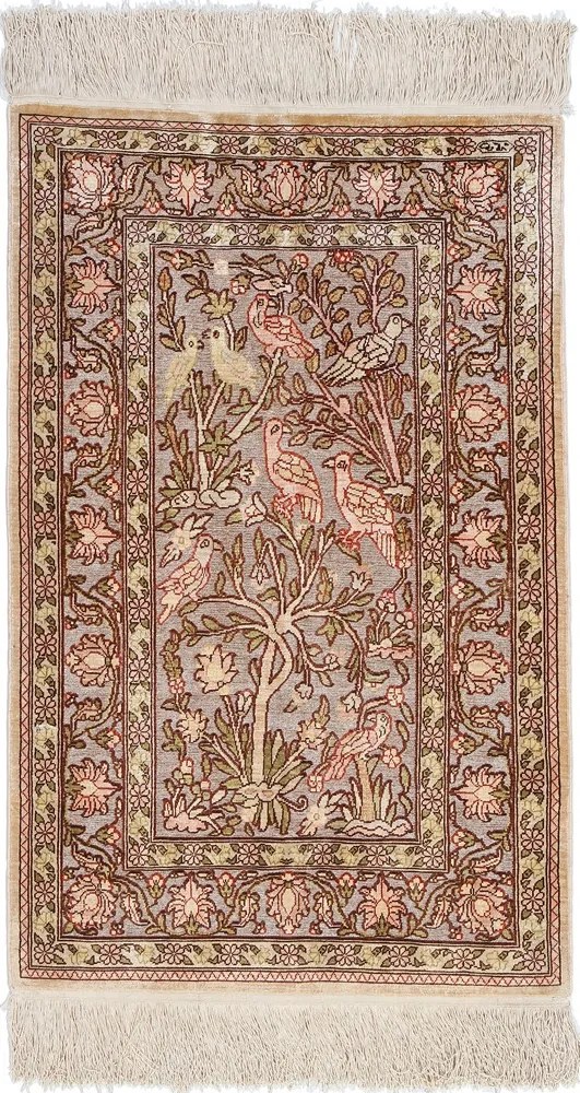 Hereke Tappeto 60 x 90 Rosso (Tacchino) Annodato A Mano