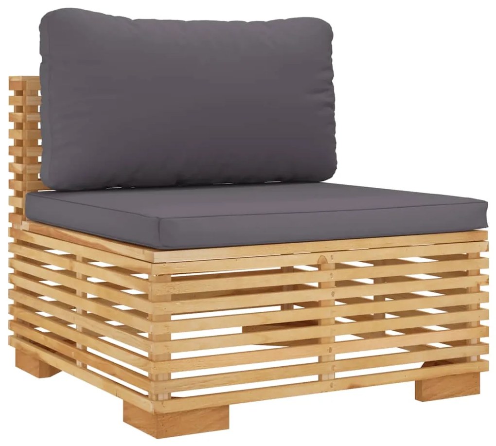 Set Divani da Giardino 3 pz con Cuscini Legno Massello di Teak