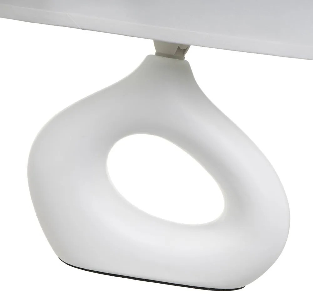 Lampada da tavolo in ceramica bianca con paralume in tessuto (altezza 30 cm) - Casa Selección