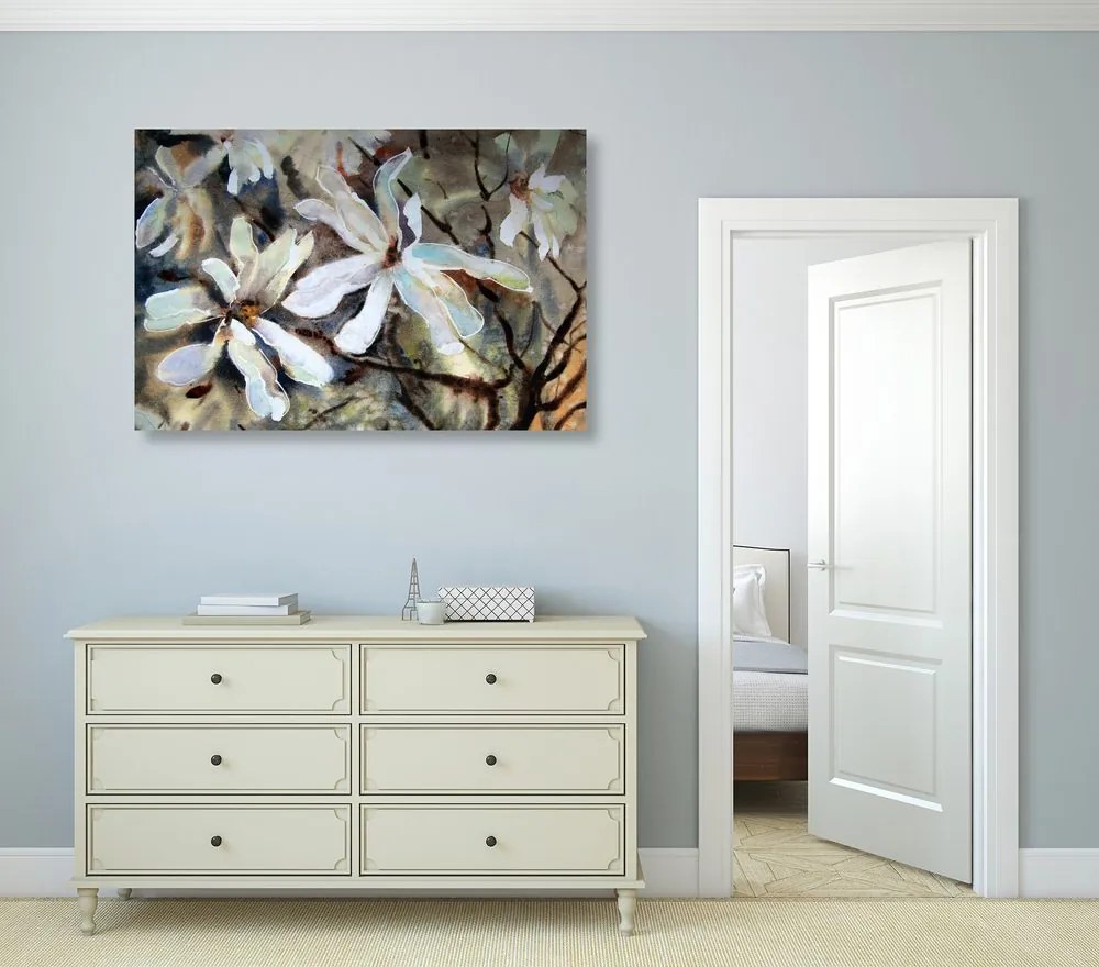 Quadro su tela – Albero acquerellato in fiore