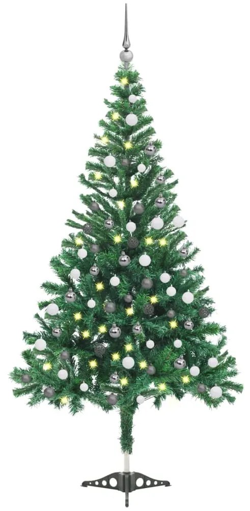 Albero di Natale Preilluminato con Palline e Rami Decorativi, Albero di Natale Preilluminato con Palline 120 cm 230 Rami V