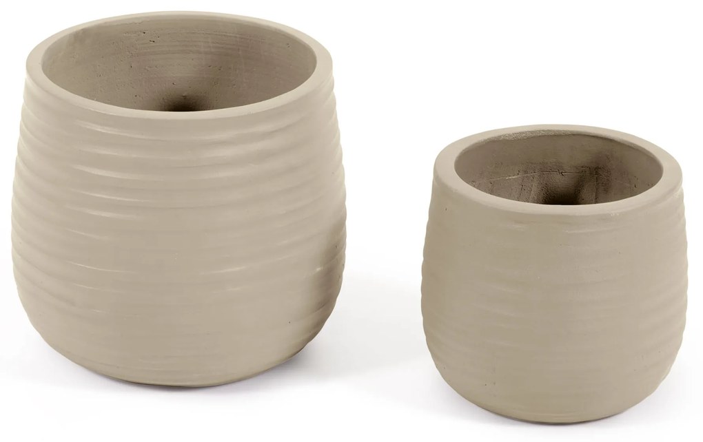 Kave Home - Set Sory di 2 vasi in terracotta con finitura grigia Ø 28 cm / Ø 36 cm