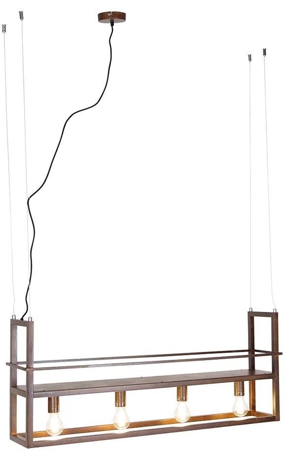 Lampada a sospensione intelligente marrone ruggine con ripiano incl. 4 Wifi A60 - Cage Rack