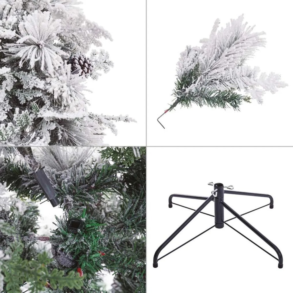 Albero di Natale Bianco Verde PVC Metallo Polietilene 180 cm