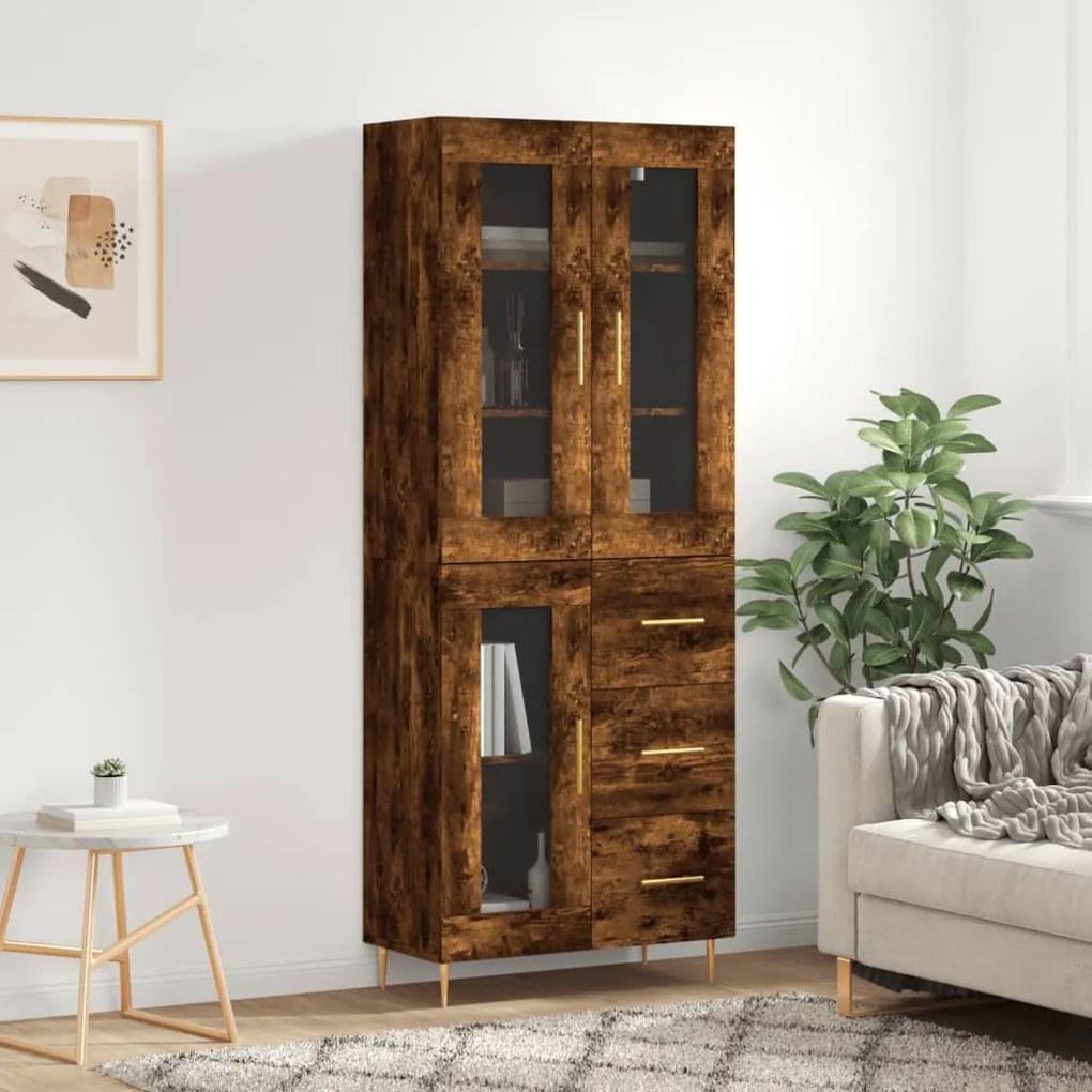 Credenza Rovere Fumo 69,5x34x180 Cm İn Legno Multistrato /