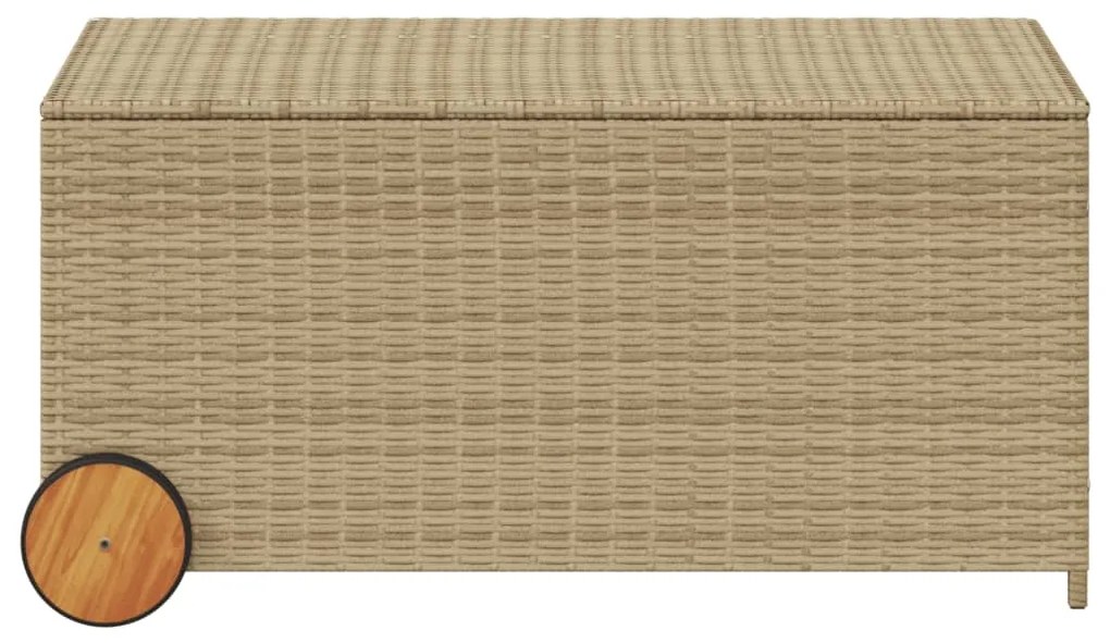 Contenitore da giardino con ruote beige misto 190l polyrattan