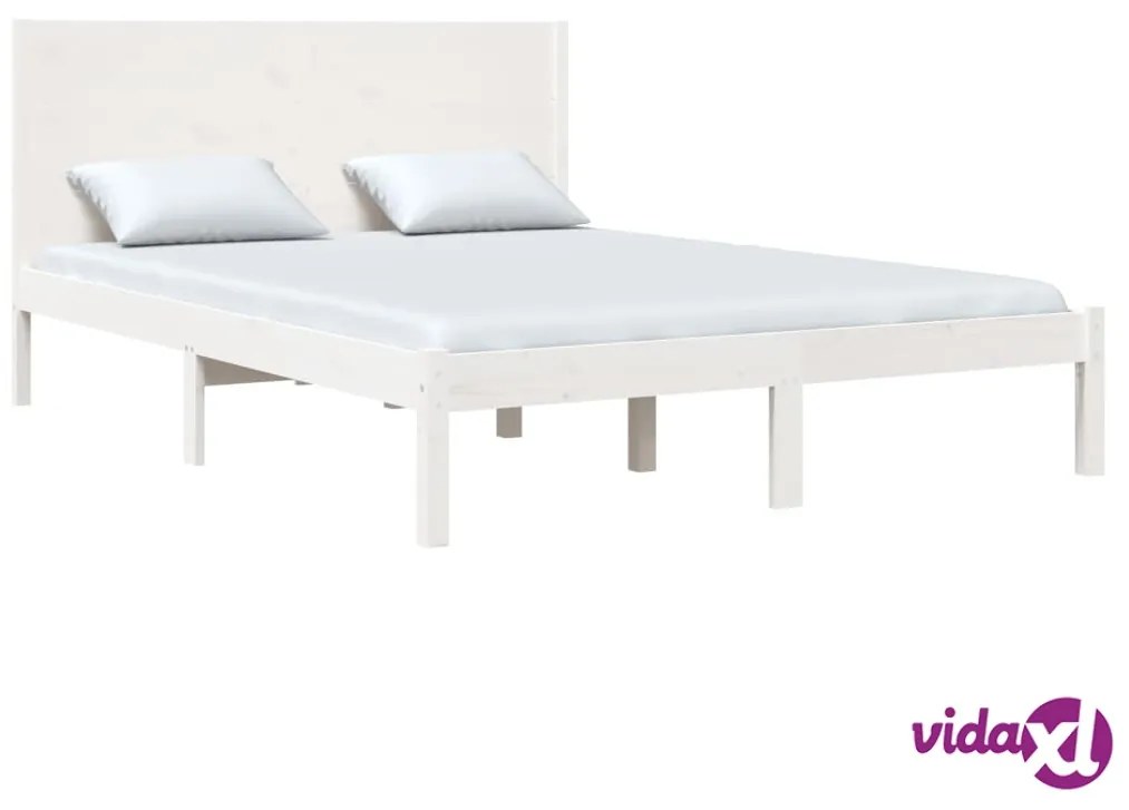 vidaXL Giroletto Bianco in Legno Massello 120x190 cm Small Double