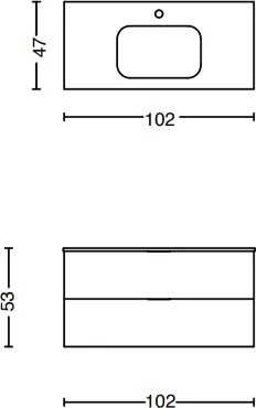 Mobile bagno sospeso 100 cm con lavabo e 2 cassetti LYRA Bianco Opaco