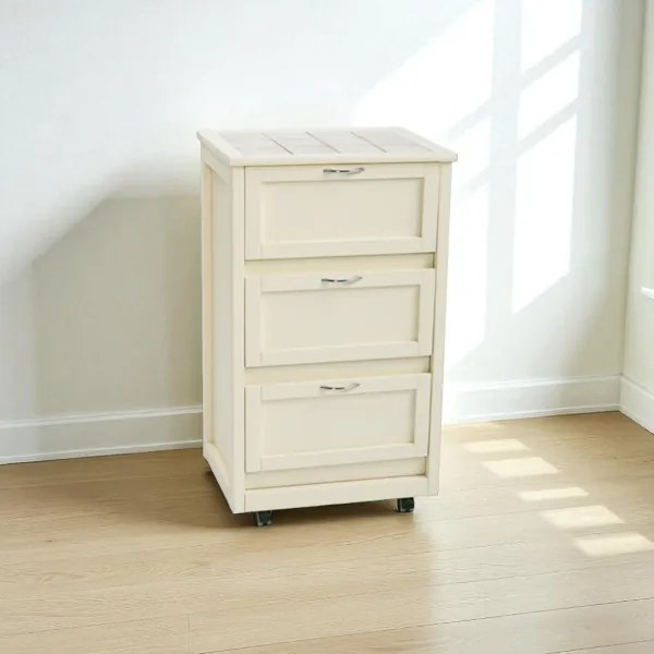 Carrello mobiletto con ante in legno a ribalta Avorio LANDHELL