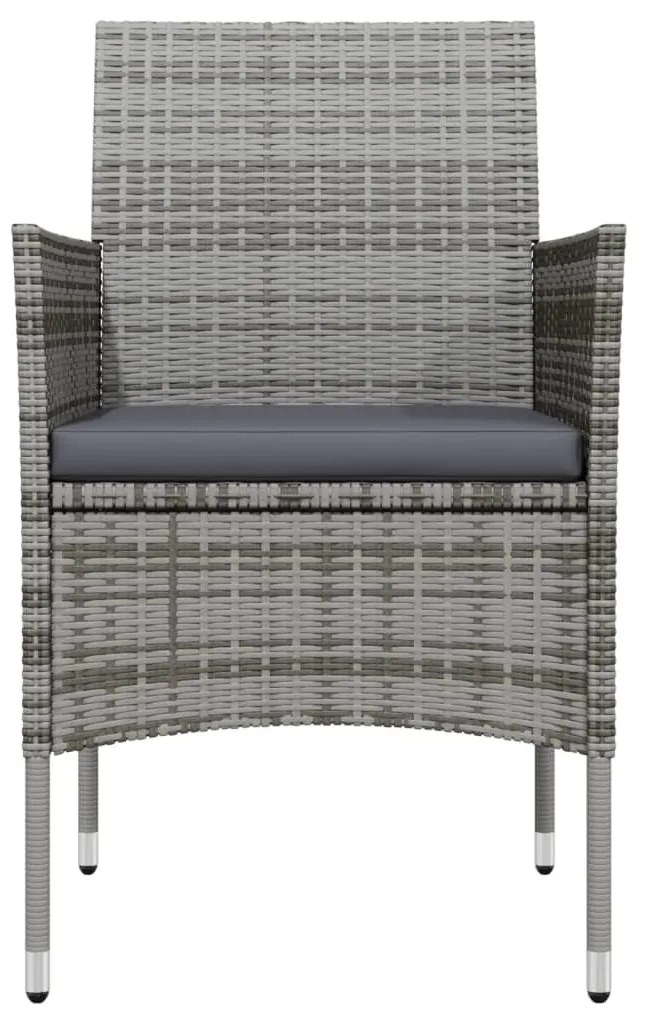 Set da pranzo da giardino 7 pz con cuscini grigio e nero