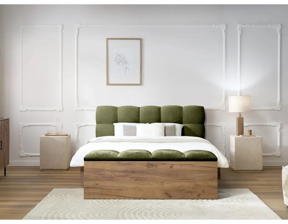 Letto matrimoniale imbottito verde rete inclusa 180x200 cm Kumo - Bobochic Paris