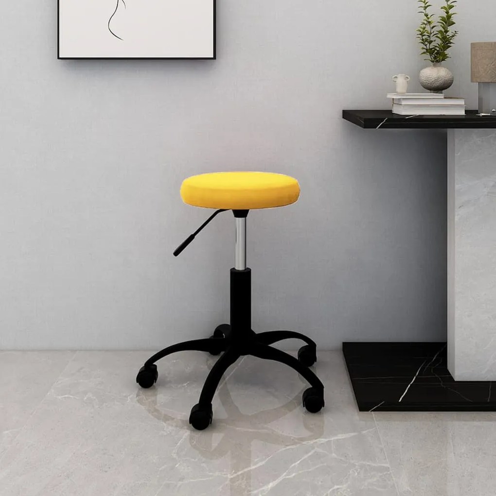 Sedia Da Ufficio Girevole Giallo Senape İn Velluto /