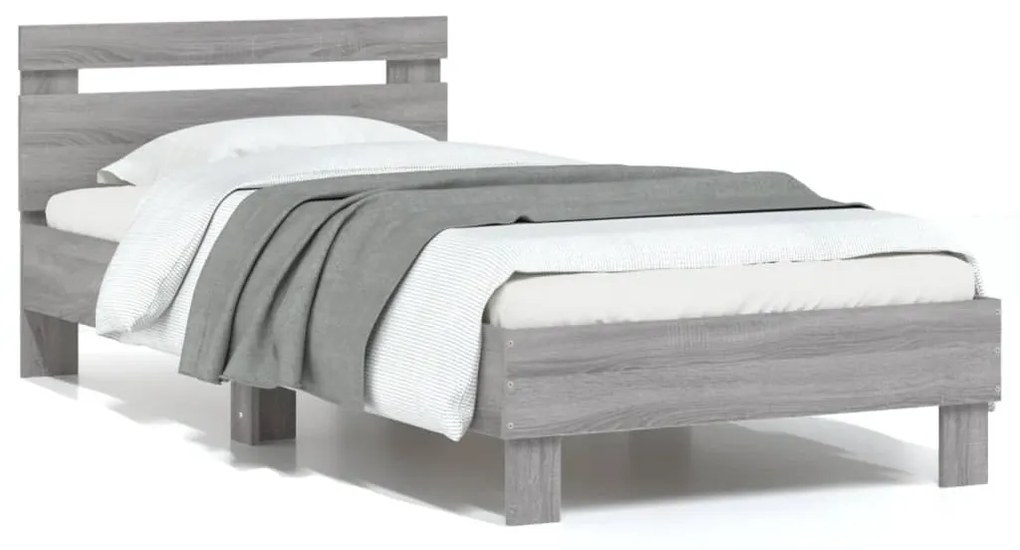 Giroletto con testiera grigio sonoma 75x190cm legno multistrato