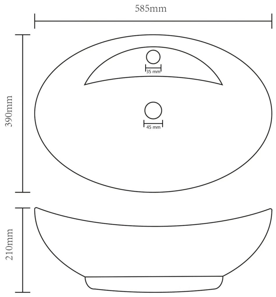 Lavandino con Troppopieno Ovale Nero Opaco 58,5x39cm Ceramica