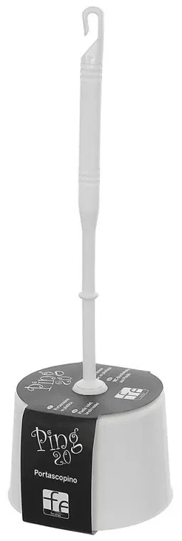 Porta scopino bianco in plastica per wc con scopino ergonomico
