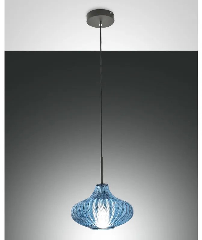 Lampadario Glamour Budelli nero paralume blu E27 LA MIA LUCE