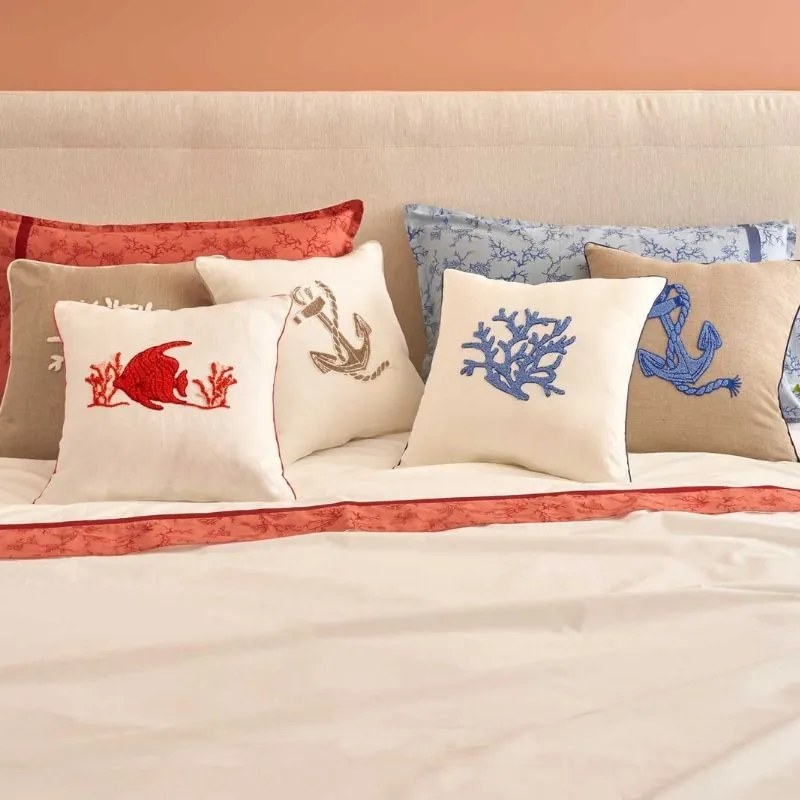 Cuscino Arredo Quadrato Stile marino Paros Colore Bianco, Larghezza x Altezza Home decor 40x40