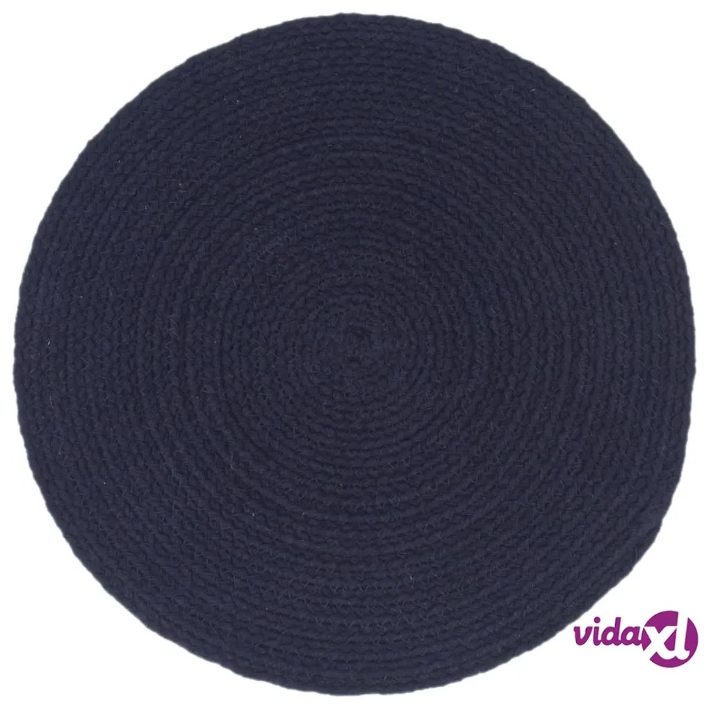 vidaXL Tovagliette 6 pz Blu Marino Neutro 38 cm Rotonde in Cotone