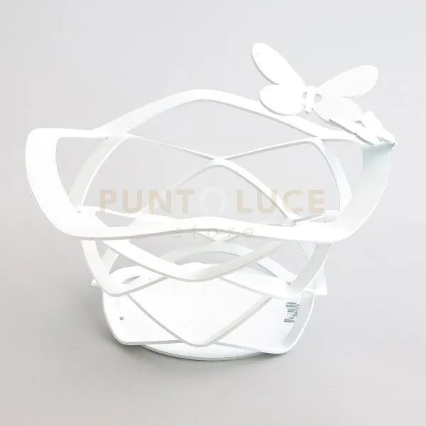 Bomboniera cestino butterfly bianco in ferro 13x5cmh