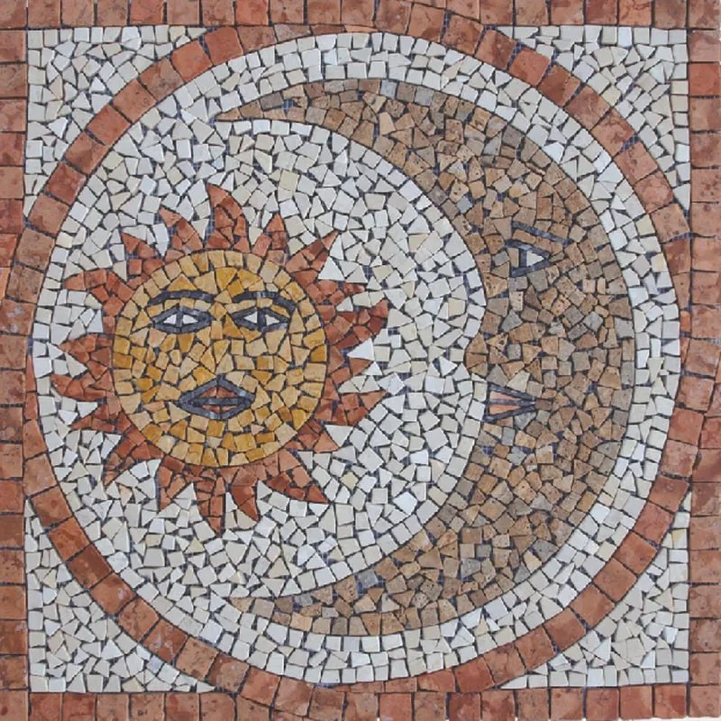 Rosone in pietra Sole Luna multicolore opaco L 66 x L 66cm x Sp. 7 mm