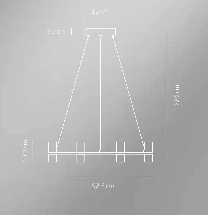 Kingfort sospensione 8x4w 2750lm 3000k black