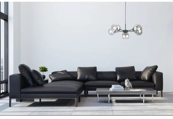 Lampadario a sospensione con filo KALIOPE 6xE27/60W/230V nero/limpido