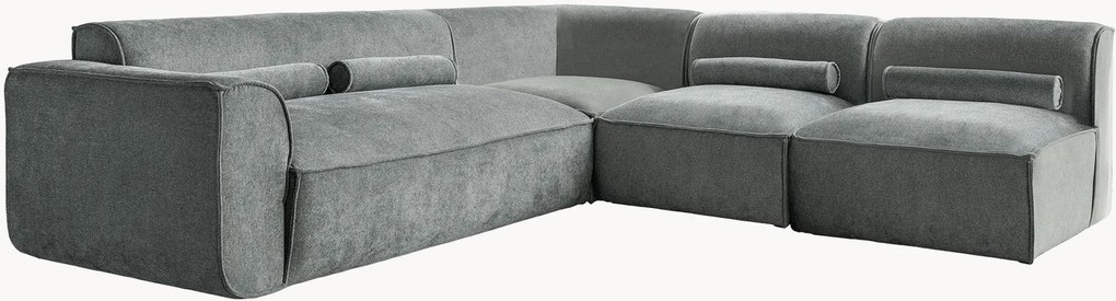 Divano angolare componibile 7 posti in ciniglia Flex Felix