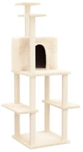 Albero per Gatti con Tiragraffi in Sisal Crema 144,5 cm