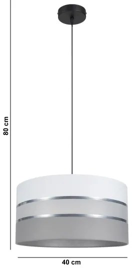 Lampadario su corda CORAL 1xE27/60W/230V d. 40 cm bianco/grigio