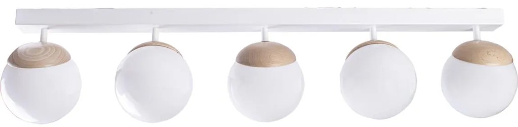 Lampadario a plafone SFERA WOOD 5xE14/40W/230V bianco
