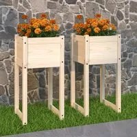 Fioriere 2 pz Bianche 40x40x81 cm in Legno Massello di Pino 822123