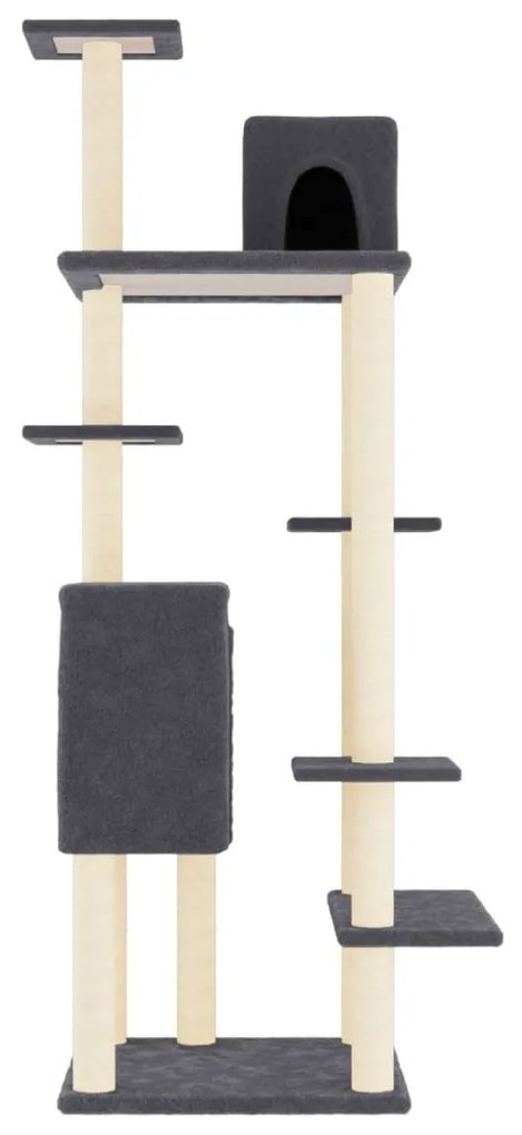 Albero per gatti con tiragraffi in sisal grigio scuro 154 cm
