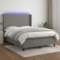 Letto a Molle Materasso e LED Grigio Scuro 140x200cm in Tessutocod mxl 75335