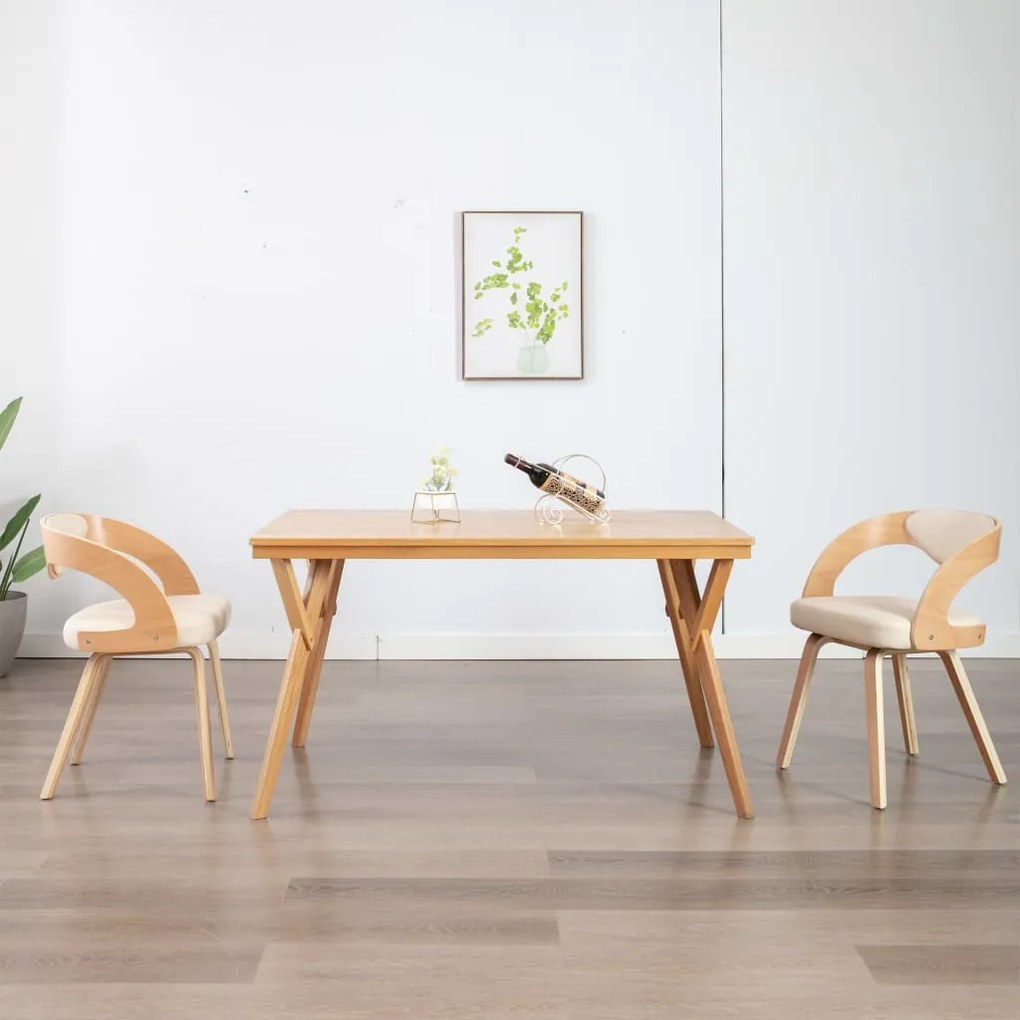 Sedie Da Pranzo 2 Pz İn Legno Curvato E Similpelle Crema /