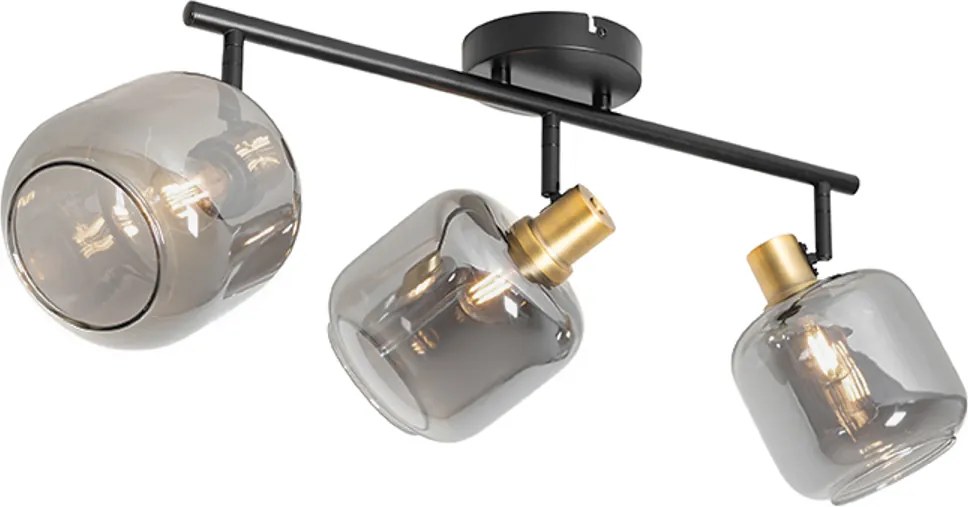 Faretto da soffitto nero con vetro fumé oblungo 3 luci - Zuzanna