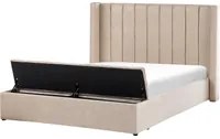 Letto matrimoniale ad acqua in velluto beige con cassapanca 160 x 200 cm moderno glam morbido materasso camera da letto