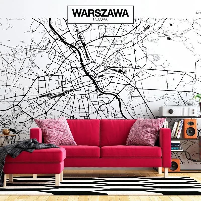 Fotomurale adesivo Warsaw Map