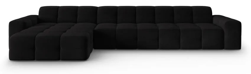 Divano angolare in velluto nero (angolo sinistro) Kendal - Micadoni Home