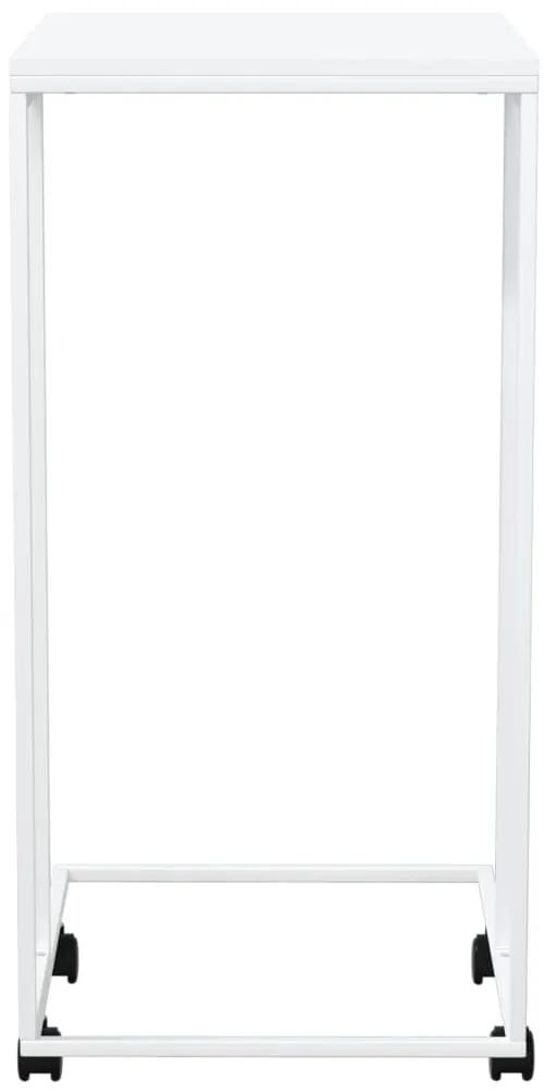 Tavolino con Ruote Bianco 40x30x63,5cm in Legno Multistrato