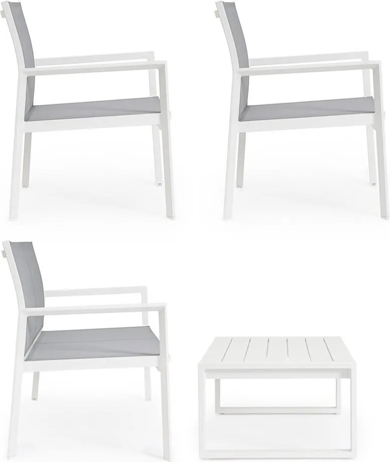 Set di mobili da giardino bianco in alluminio per 4 persone Kallen – Bizzotto