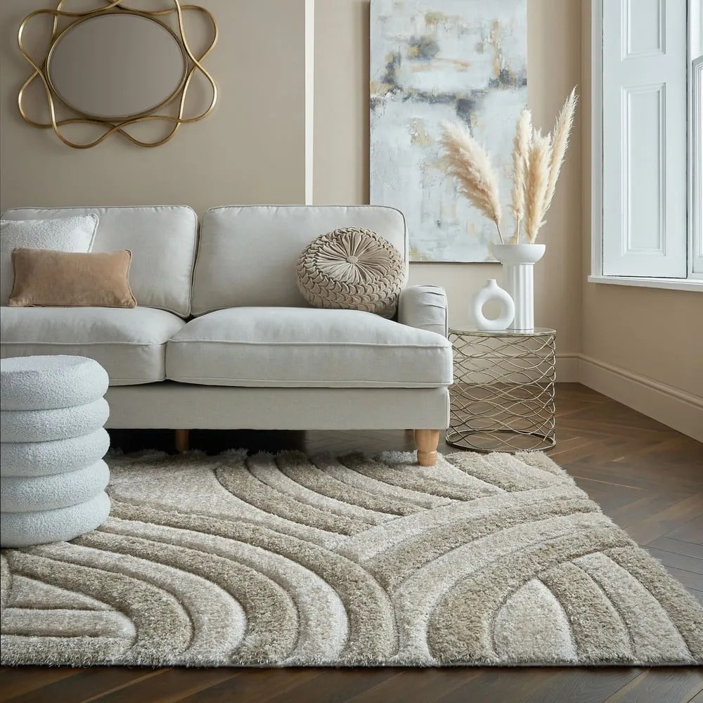 Tappeto beige in fibra riciclata tessuta a mano 120x170 cm Velvet - Flair Rugs