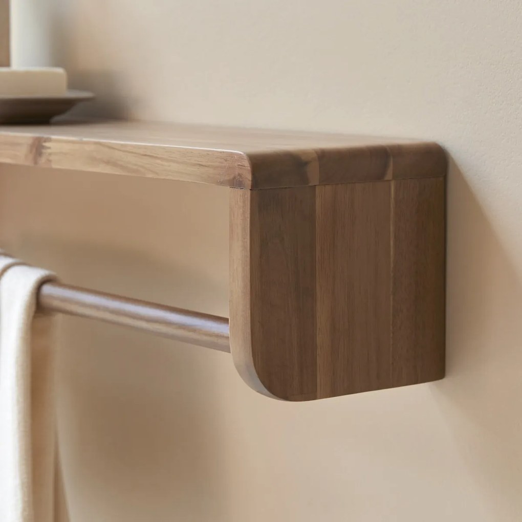Tikamoon - Portasciugamani da bagno in legno massello di acacia Lila 60