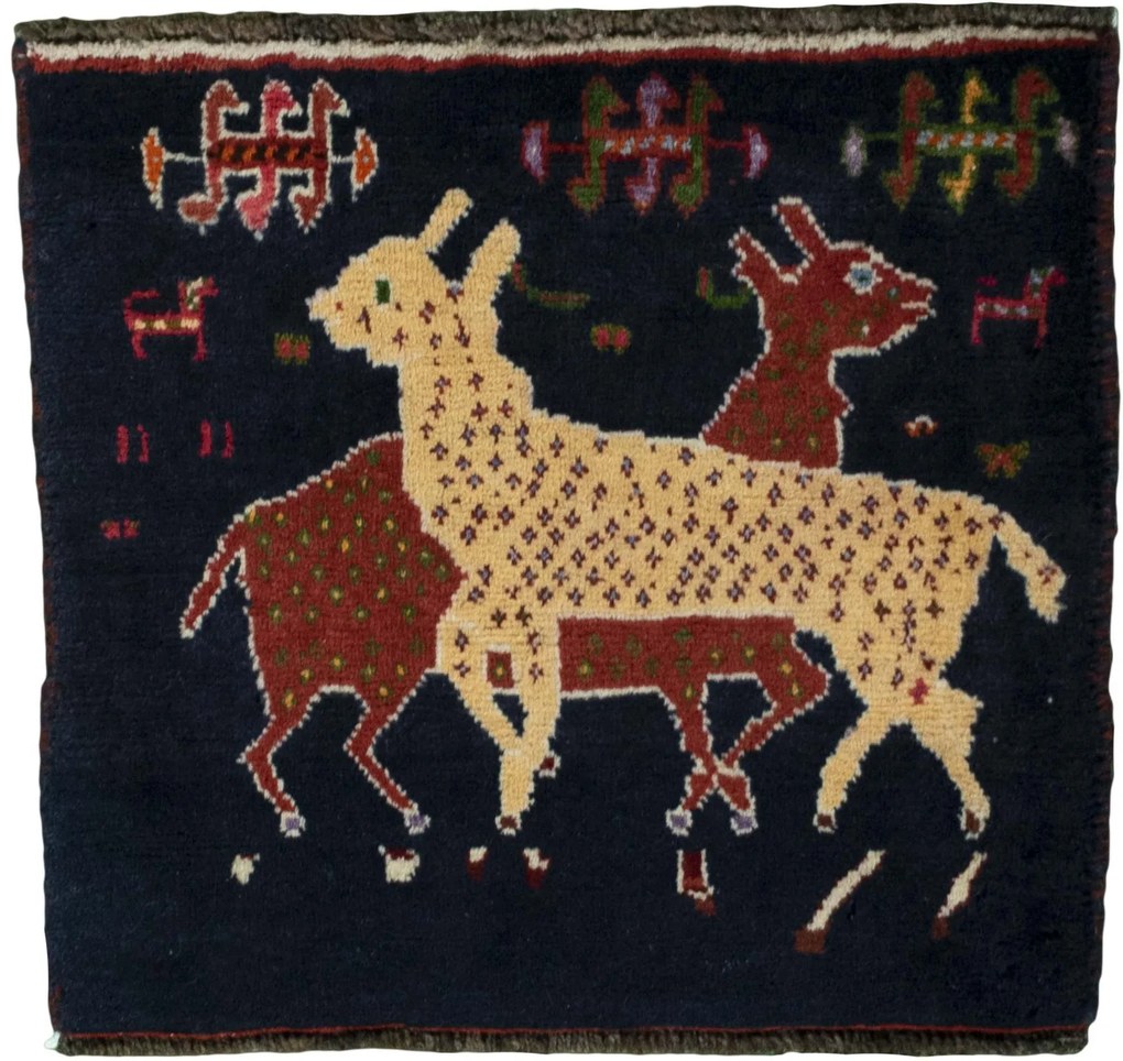 Shiraz Tappeto 50x50 Blu (Iran) Annodato A Mano