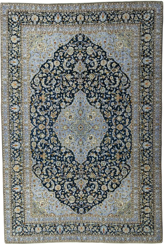 Kashan Tappeto 290x430 Blu (Iran) Annodato A Mano