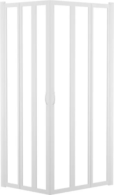Box doccia angolare con porta pieghevole, L 88-92 cm x L 68-72 cm, H 185 cm, in vetro trasparente SP. 3 mm, profilo lucido bianco | Los